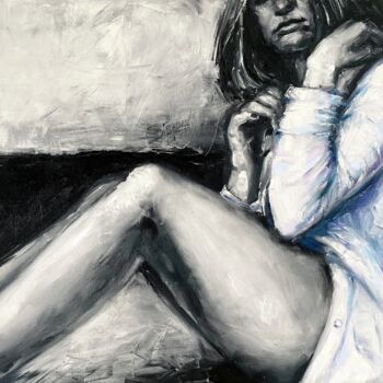 Painting titled "Woman in the shirt" by Dizlarka, Original Artwork, Oil