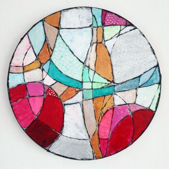 Painting titled "Abstract geometric…" by Dizlarka, Original Artwork, Acrylic Mounted on Wood Stretcher frame
