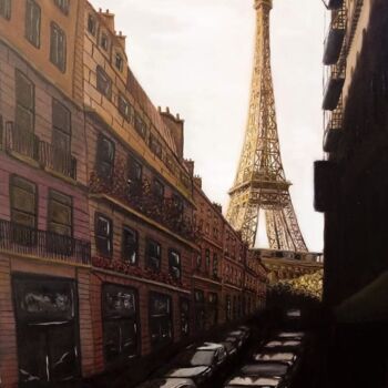 Peinture intitulée "First Eiffel Tower" par Djalma Brochado, Œuvre d'art originale, Huile