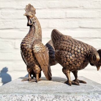 "Rooster and chicken…" başlıklı Heykel Djamel Eddine Hafis tarafından, Orijinal sanat, Bronz