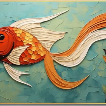 Peinture intitulée "Swimming Fish 2" par Djamel Eddine Hafis, Œuvre d'art originale, Acrylique