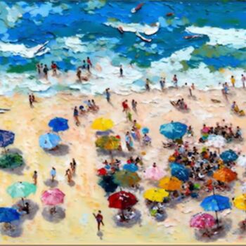 Painting titled "Beach Seascape 3" by Djamel Eddine Hafis, Original Artwork, Acrylic