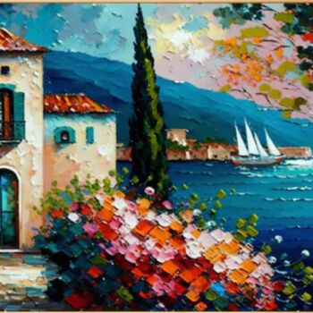Картина под названием "Mediterranean Lands…" - Djamel Eddine Hafis, Подлинное произведение искусства, Акрил