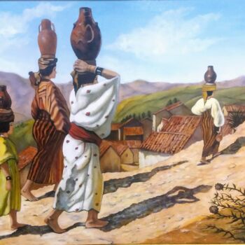 Peinture intitulée "Kabyle women in Alg…" par Djamel Eddine Mebrek, Œuvre d'art originale, Huile