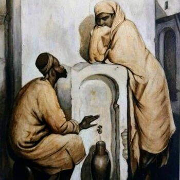 Ζωγραφική με τίτλο "Algiers Casbah (Wat…" από Djamel Eddine Mebrek, Αυθεντικά έργα τέχνης, Ακουαρέλα