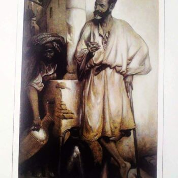 Ζωγραφική με τίτλο "Algiers Casbah "The…" από Djamel Eddine Mebrek, Αυθεντικά έργα τέχνης, Ακουαρέλα
