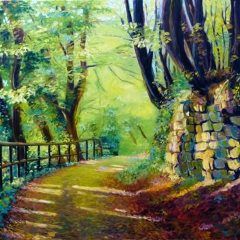 Painting titled "le chemin du paradis" by Djamel Temtem, Original Artwork, Oil