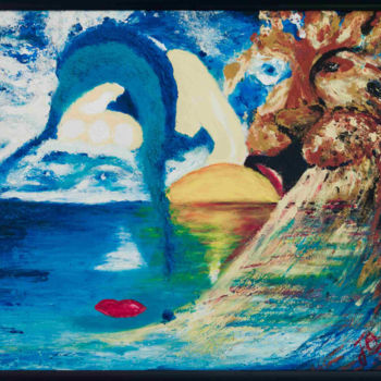 Malerei mit dem Titel "La Mer_La Mère_L’am…" von Djaouida Lamri, Original-Kunstwerk