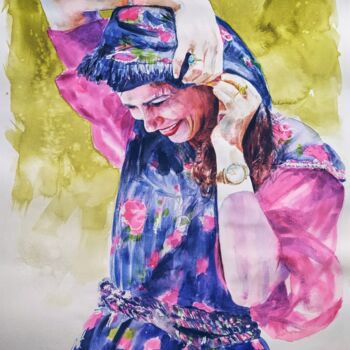 Картина под названием "Be Beautiful" - Djelloul Merhab, Подлинное произведение искусства, Акварель