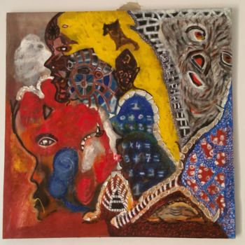 Painting titled "les panseur africai…" by Jim Art, Original Artwork, Acrylic