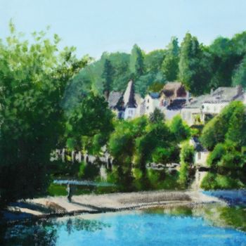 Schilderij getiteld "Argenton-sur-Creuse" door Djoz, Origineel Kunstwerk, Acryl