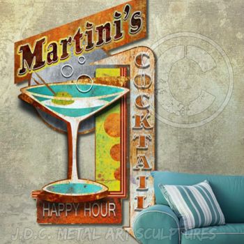 Sculpture titled ""Martini's Happy Ho…" by J.D.C.Metal Art Sculptures, Original Artwork