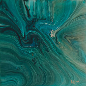 Painting titled "MALACHITE RIVER" by Djuliana Prix, Original Artwork, Acrylic Mounted on Wood Stretcher frame