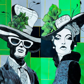 Pittura intitolato "Green Couple" da Dla.Llera, Opera d'arte originale, Acrilico