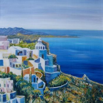 Painting titled "Santorin" by D Laure, Original Artwork, Oil