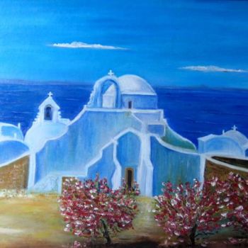 Painting titled "les cyclades" by D Laure, Original Artwork, Oil