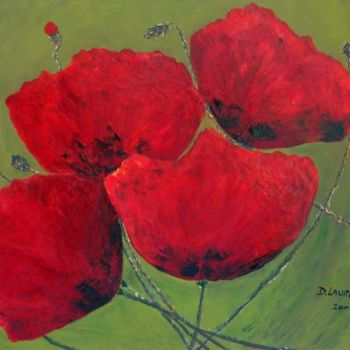 Painting titled "coquelicots" by D Laure, Original Artwork