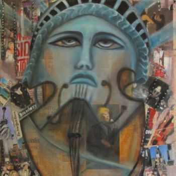 Painting titled "NY Broadway" by D Laure, Original Artwork, Oil