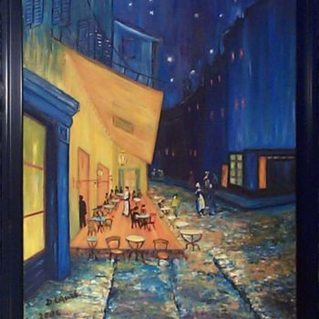 Painting titled "cafe-d-arles de van…" by D Laure, Original Artwork, Oil