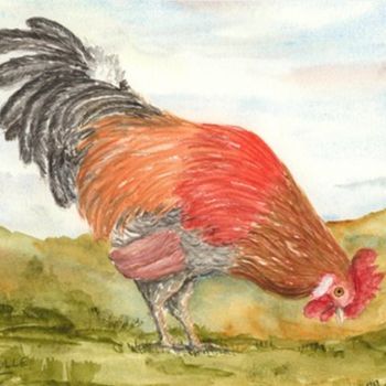 Painting titled "Coq ardennais" by Didier Leveille, Original Artwork