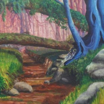 Painting titled "L'arbre bleu" by Didier Leveille, Original Artwork
