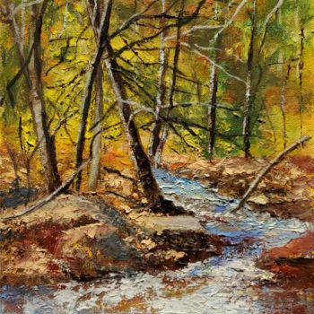 「"Lost in the Woods"…」というタイトルの絵画 Andre, Yary, & Peter Dluhosによって, オリジナルのアートワーク, オイル ウッドパネルにマウント