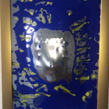 Sculpture titled "Buddha in blue" by Dmitri Tourkov, Original Artwork, Plastic Mounted on Wood Stretcher frame