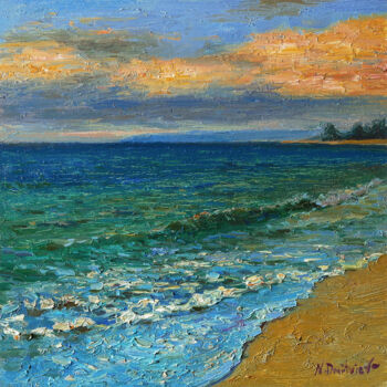 Painting titled "The Black Sea - sum…" by Nikolay Dmitriev, Original Artwork, Oil