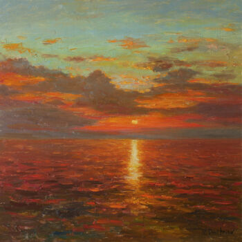 "Bright Sunset Over…" başlıklı Tablo Nikolay Dmitriev tarafından, Orijinal sanat, Petrol