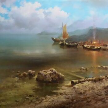 Pintura titulada ""Море,тишина и спок…" por Dmitrii Balakhonov, Obra de arte original, Oleo