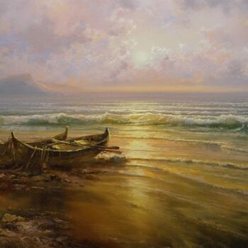 Картина под названием "Tranquility at sea…" - Дмитрий Балахонов, Подлинное произведение искусства, Масло