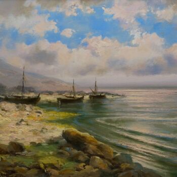Pintura titulada "On the shore" por Dmitrii Balakhonov, Obra de arte original, Oleo Montado en Bastidor de camilla de madera