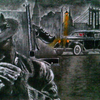 Картина под названием "Время гангстеров" - Дмитрий Илларионов, Подлинное произведение искусства, Древесный уголь