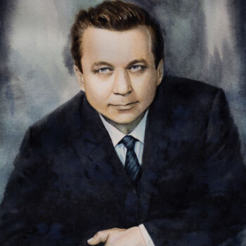Картина под названием "Portrait of Soviet…" - Dmitrii Kastalskii, Подлинное произведение искусства, Акварель