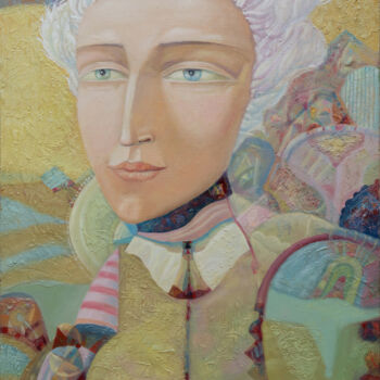 Malarstwo zatytułowany „A sun angel” autorstwa Dmitrii Ryzhikov, Oryginalna praca, Olej Zamontowany na Drewniana rama noszy