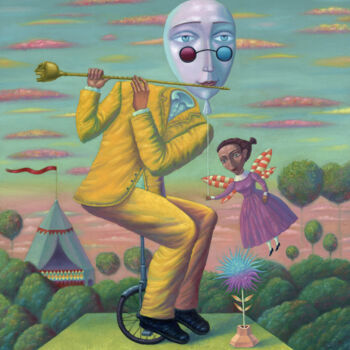 Картина под названием "Illusionist (II)" - Dmitrii Ryzhikov, Подлинное произведение искусства, Масло Установлен на Деревянна…