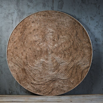 Sculptuur getiteld "Natural Circle" door Dmitrii Solodcenco, Origineel Kunstwerk, Hout Gemonteerd op Houten paneel