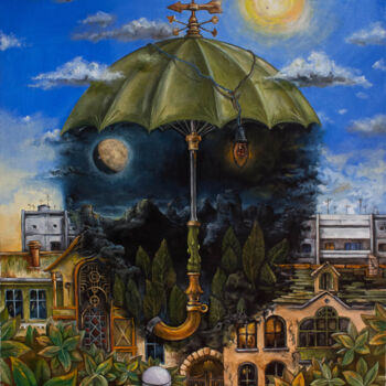 Pintura intitulada "Parasol" por Dmitrij Has, Obras de arte originais, Óleo Montado em Armação em madeira