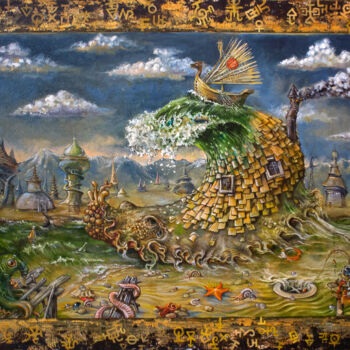 Peinture intitulée "Tsunami (three hidd…" par Dmitrij Has, Œuvre d'art originale, Huile Monté sur Châssis en bois