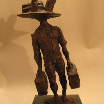 Sculpture titled "путешественник" by Dmitrii Morozov, Original Artwork, Bronze Mounted on Other rigid panel