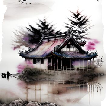 Картина под названием "Дом с цветами" - Dmitriy Ivanov, Подлинное произведение искусства, Цифровая живопись Установлен на Ал…