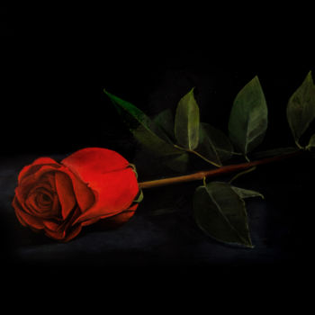 Картина под названием "Одинокая роза" - Dmitriy Pokanevich, Подлинное произведение искусства, Акварель
