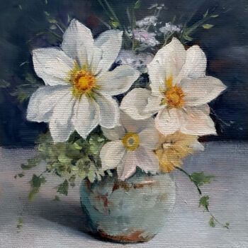 Pintura intitulada "bouquet of flowers…" por Dmitriy Shvetsov, Obras de arte originais, Óleo