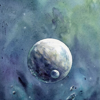 Peinture intitulée "space landscape" par Dmitriy Shvetsov, Œuvre d'art originale, Aquarelle