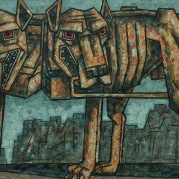 Картина под названием "двуглавый пес" - Dmitriy Trubin, Подлинное произведение искусства
