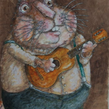 Peinture intitulée "гитарист" par Dmitriy Trubin, Œuvre d'art originale