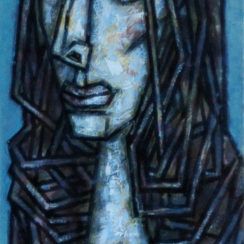 Peinture intitulée "портрет жены" par Dmitriy Trubin, Œuvre d'art originale