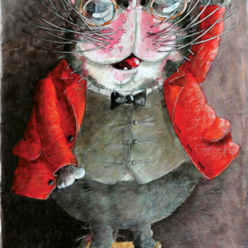 Pintura intitulada "Katze | chat | cat…" por Dmitriy Trubin, Obras de arte originais
