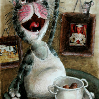 Painting titled "Katze / chat / cat…" by Dmitriy Trubin, Original Artwork