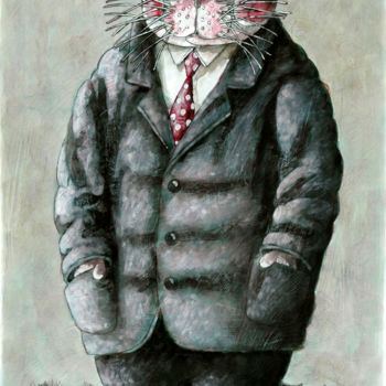 「Katze | chat | cat…」というタイトルの絵画 Dmitriy Trubinによって, オリジナルのアートワーク